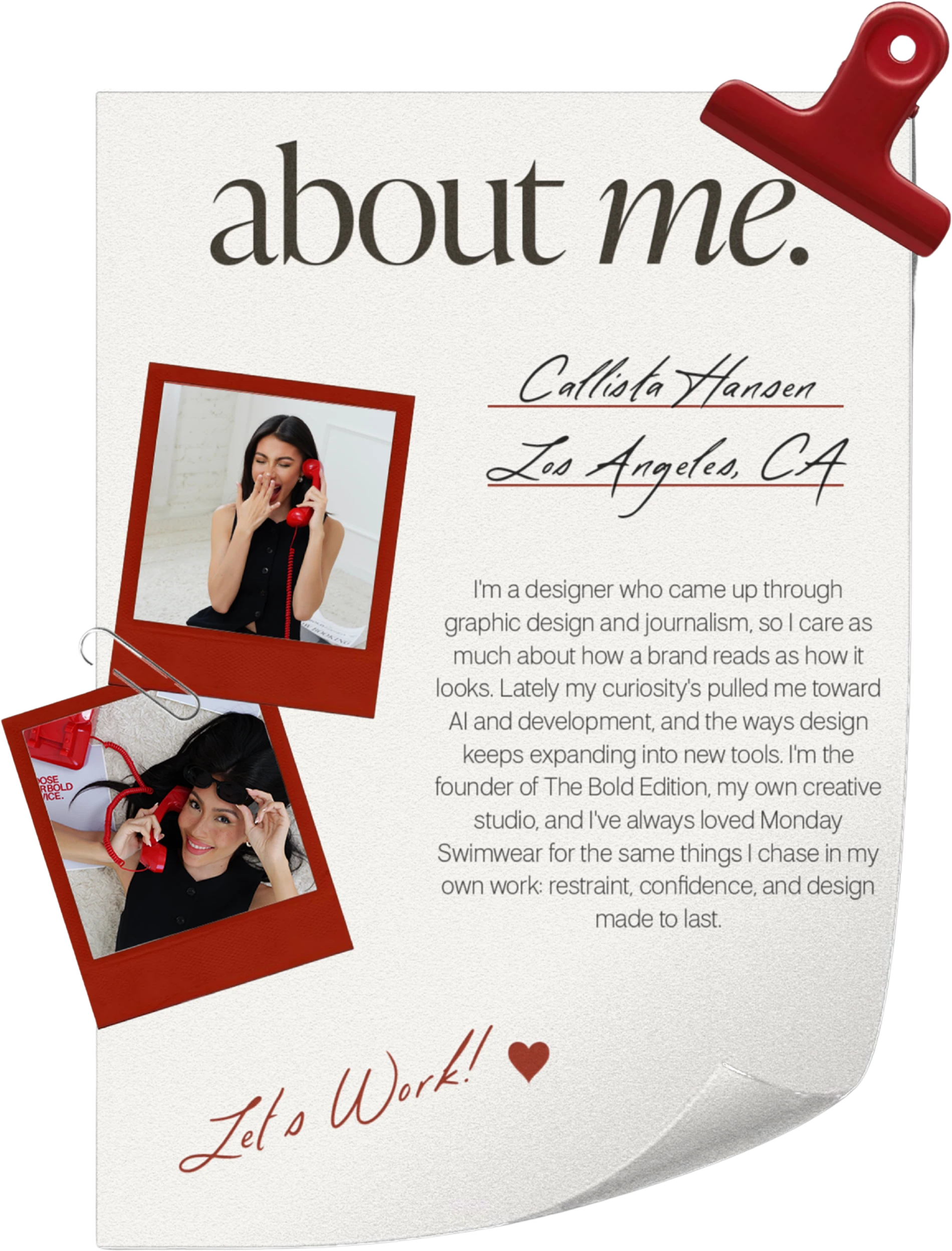 About Callista Hansen — designer and founder of The Bold Edition